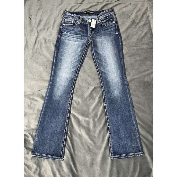 women’s express jeans sz 4R short low rise bootcut - Picture 3 of 14